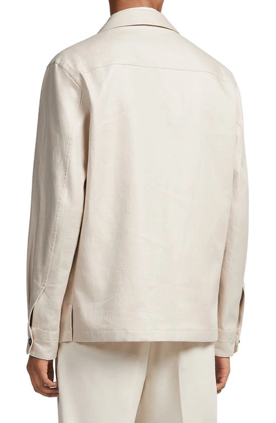 Shop Zegna Double Layer Linen Twill Overshirt In Sand