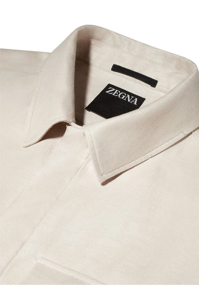 Zegna Linen-twill Overshirt In Sand