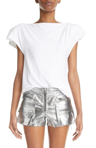 Shop Isabel Marant Sebani Asymmetric Raw Edge Cap Sleeve Cotton Blouse In White