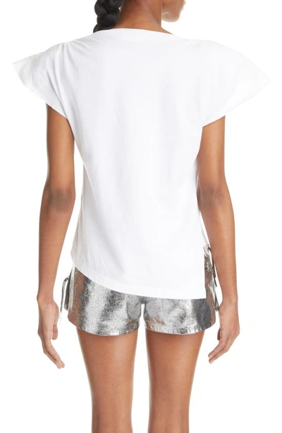 Isabel Marant Sebani Asymmetric Raw Edge Cap Sleeve Cotton Blouse In White