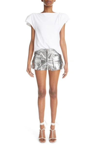 Isabel Marant Sebani Asymmetric Raw Edge Cap Sleeve Cotton Blouse In White