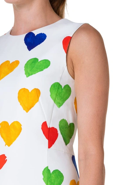 Shop Akris Heart Print Cotton & Silk Blend Sheath Dress In Ecru-multicolor