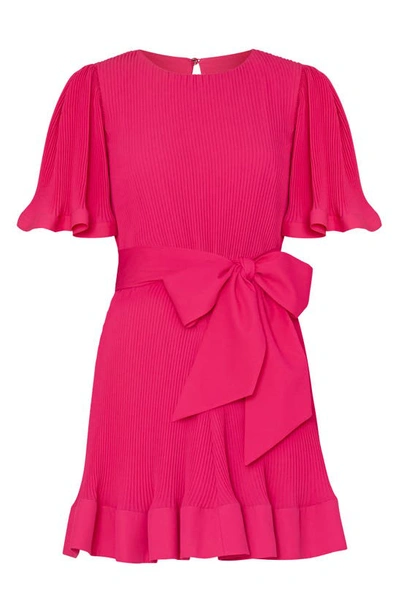 Milly Lumi Pleated Tie Waist Dress In Pink | ModeSens