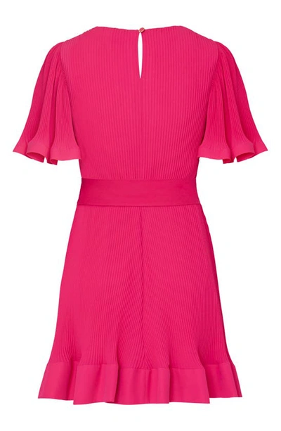 Shop Milly Lumi Pleated Tie Waist Dress In  Pink