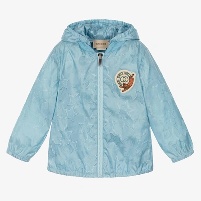 Shop Gucci Boys Blue Star Double G Hooded Jacket