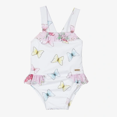 Shop Patachou Baby Girls White Butterfly Print Swimsuit