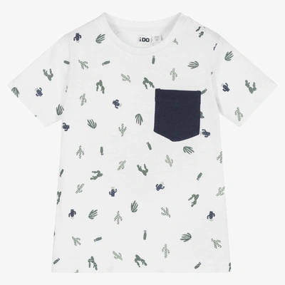 Shop Ido Baby Boys White Cactus Cotton T-shirt