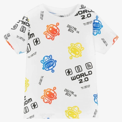 Shop Ido Baby Boys White Cotton Digital World T-shirt