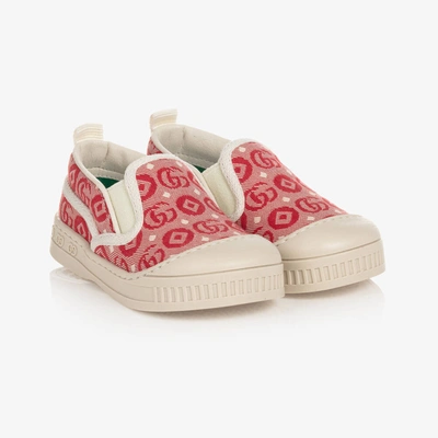 Shop Gucci Red Canvas Gg Slip-on Trainers