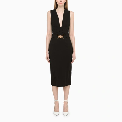 Shop Versace | Black Midi Sheath Dress