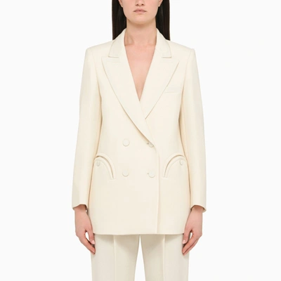 Shop Blazé Milano | Cream Double-breasted Jacket In White