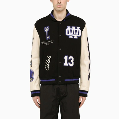 Shop Off-white ™ | Black/ivory Bomber Jacket With Patches
