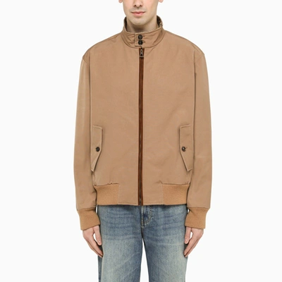Gucci Leather And Gg Canvas Reversible Jacket In Beige