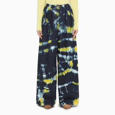 Shop Alanui Moonrise Tie Dye Blue/yellow Trousers