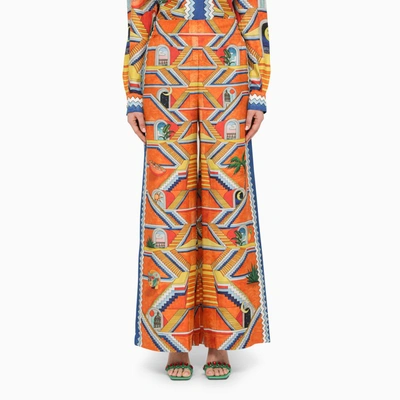 Shop Casablanca | Multicolor Silk Trousers In Print