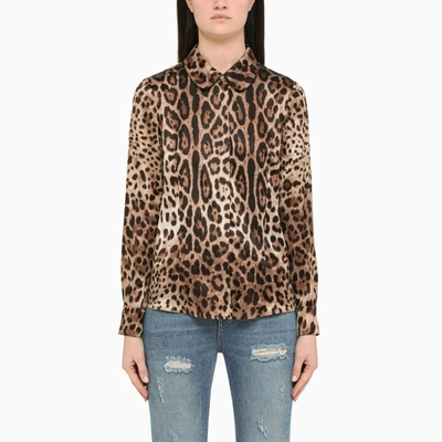Shop Dolce & Gabbana Leopard Satin Shirt In Multicolor