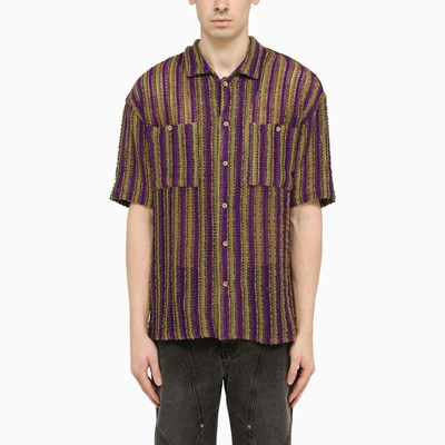 Shop Andersson Bell Striped Knitted Shirt In Purple