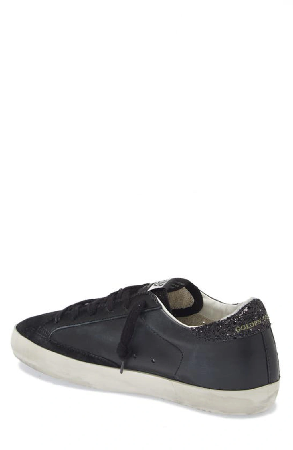 Golden Goose Super Star Black Low Trainer With Rhinestones