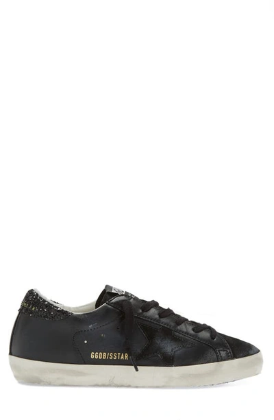 Golden Goose Super Star Black Low Trainer With Rhinestones In Black