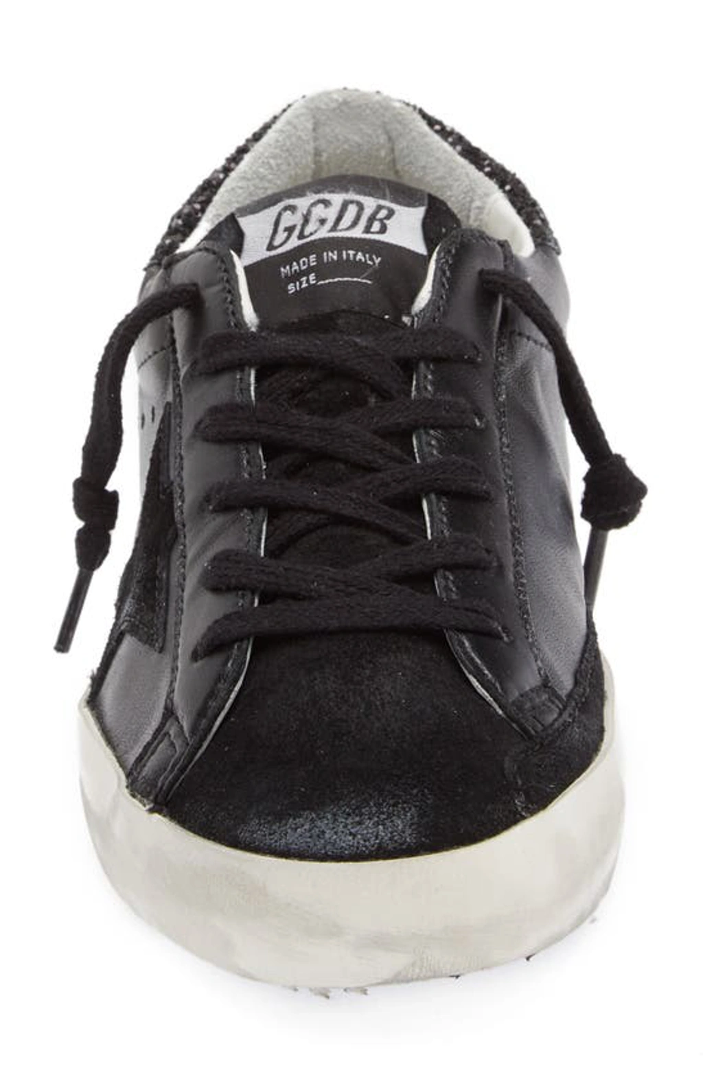 Golden Goose Super Star Black Low Trainer With Rhinestones