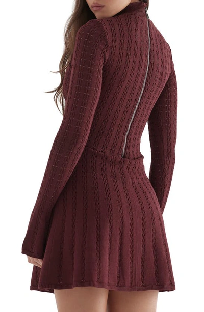 Shop House Of Cb Evalina Cutout Long Sleeve Sweater Dress In Burgundy