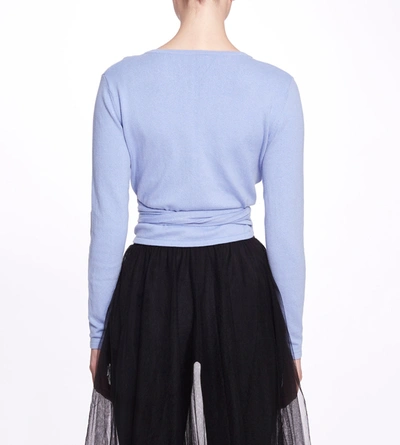 Shop Marchesa Anne Wrap Sweater In Zen Blue