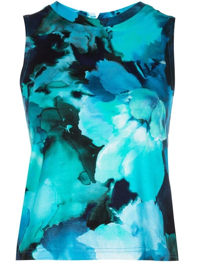Marchesa Casey Top Printed In Navy Multi