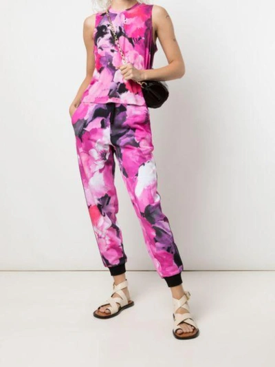 Marchesa Casey Top Printed In Raspberry Multi