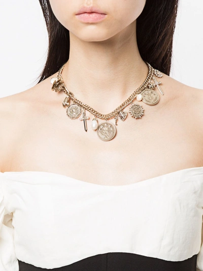 Shop Marchesa Charm Front Statement Necklace In Gold