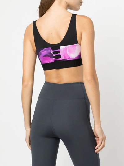 Marchesa Coco Floral-print Sports Bra In Raspberry Multi