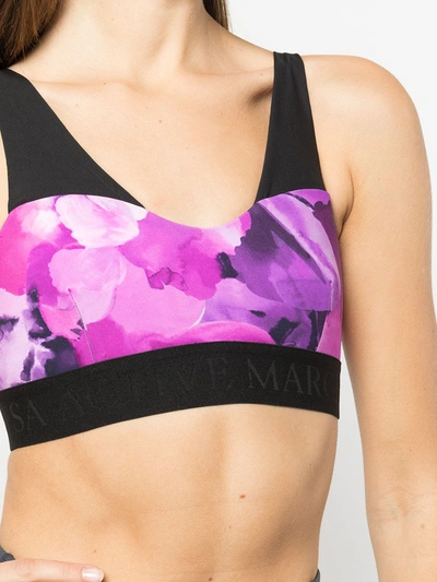 Marchesa Coco Floral-print Sports Bra In Raspberry Multi