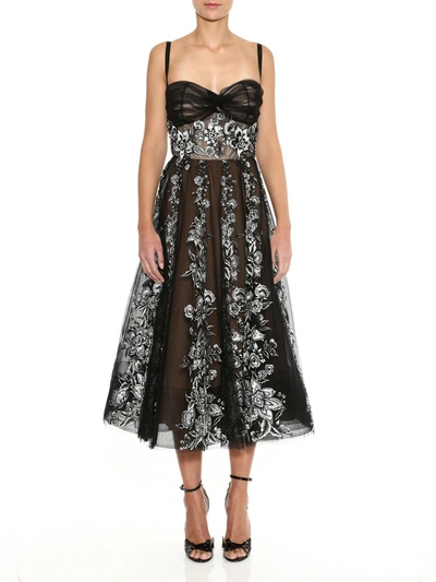 Shop Marchesa Corseted Cocktail Dress In Black