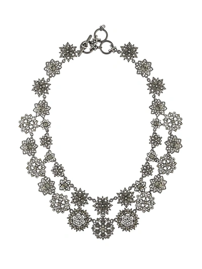 Shop Marchesa Double Strand Flower Necklace In Black Diamond