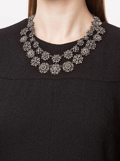 Shop Marchesa Double Strand Flower Necklace In Black Diamond