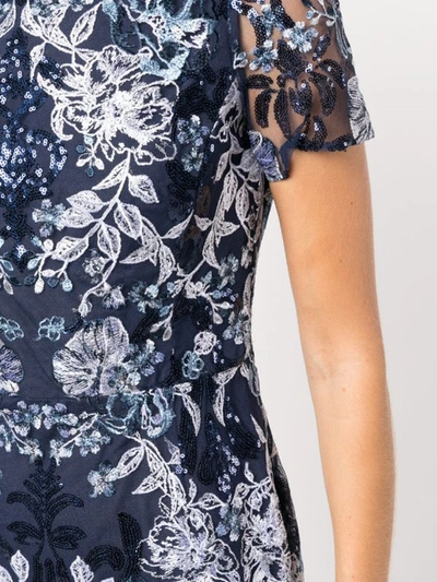 Shop Marchesa Embroidered Cocktail Dress In Navy