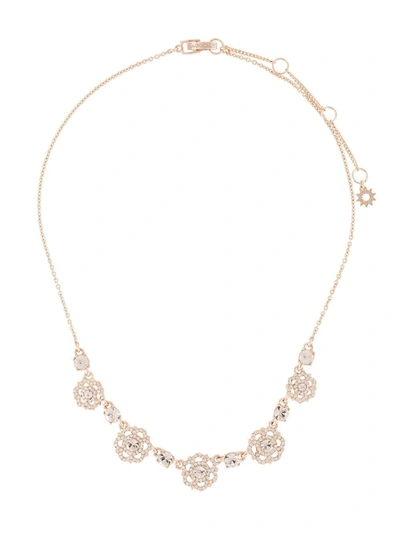 Shop Marchesa Filigree Floral Charm Link Necklace In Rose Gold