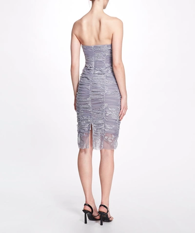 Shop Marchesa Floral Ruched Cocktail Dress In Silver