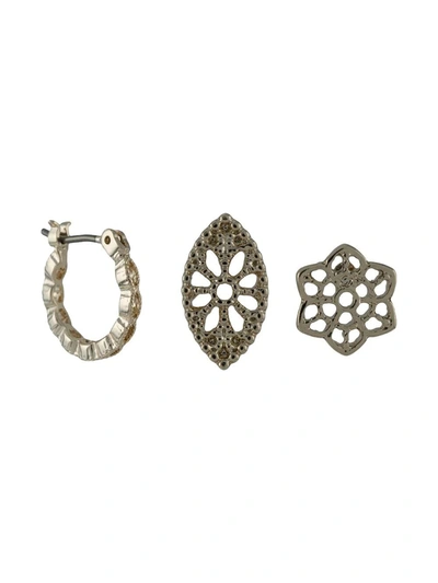 Shop Marchesa Floral Trio Earrings Set In Gold