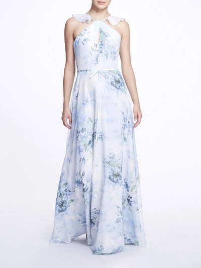 Marchesa Pavia Printed In Dusty Blue