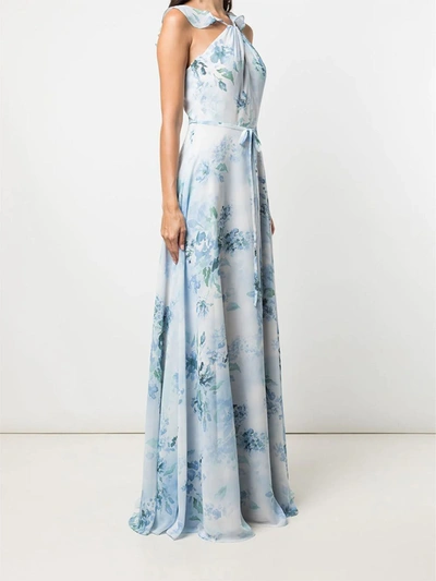 Marchesa Pavia Printed In Dusty Blue
