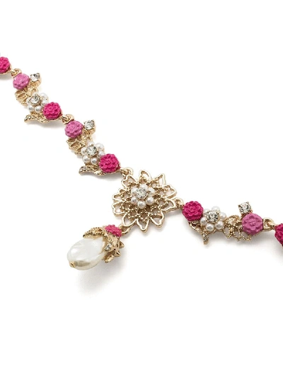 Shop Marchesa Pearl Flower Y Necklace In Pink