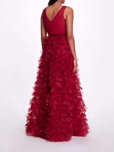 Shop Marchesa Plunging A-line Gown In Red