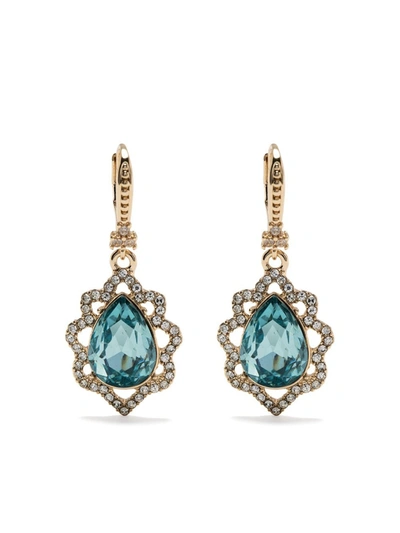Shop Marchesa Rhodium Orbital Stone Drop Earring In Turquoise