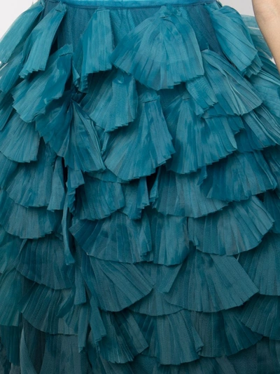 Shop Marchesa Tiered Ruffle Midi Dress In Sage
