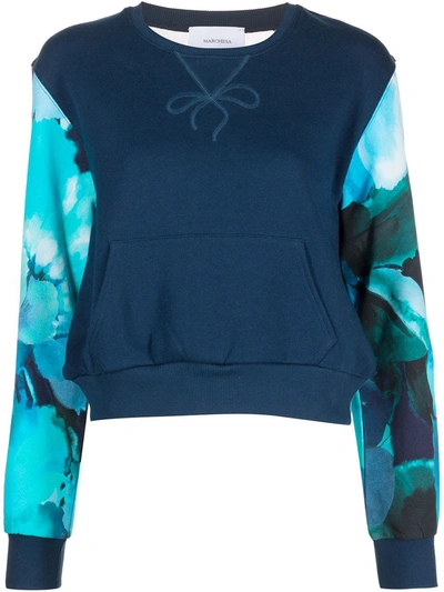 Shop Marchesa Wilma Sweatshirt Printed In Navy Multi