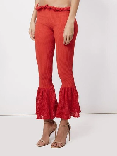 Shop Helen Lawrence Knitted Flared Trousers In Red