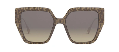 Shop Fendi Fe40012u 50f Butterfly Sunglasses In Brown