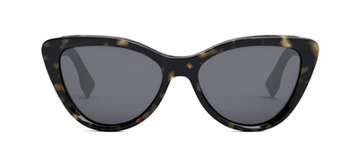 Shop Fendi Fe40087u 52a Cat Eye Sunglasses In Grey