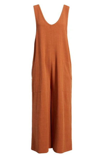 Shop Treasure & Bond Sleeveless Wide Leg Jumpsuit In Rust Bisque