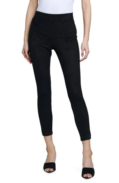 Shop L Agence L'agence Nini Stretch Cotton Faux Suede Pants In Black